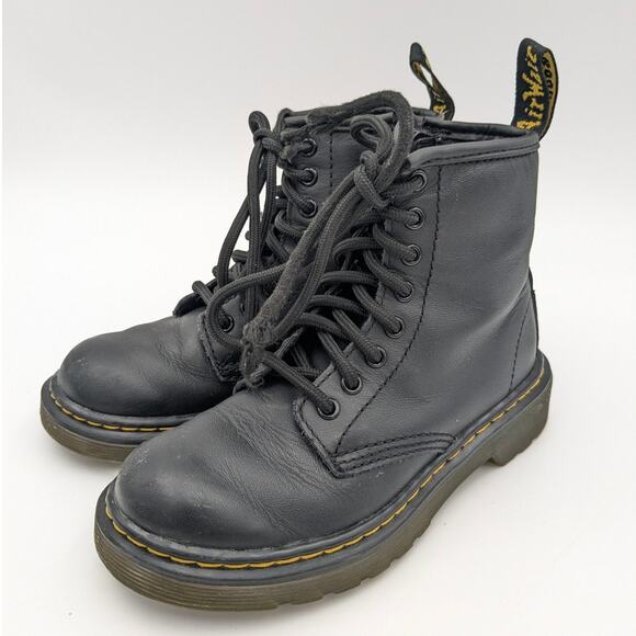 Dr. Martens Junior Boots 1460 J Softy T Leather Lace-Up Ankle Boot Black Size 12 - Picture 1 of 10